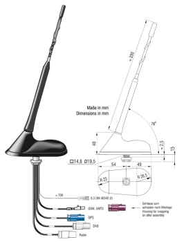 Kombiflex-Antenne aktiv - FM/DAB+/GPS/GSM mit Fakraanschlüssen_03