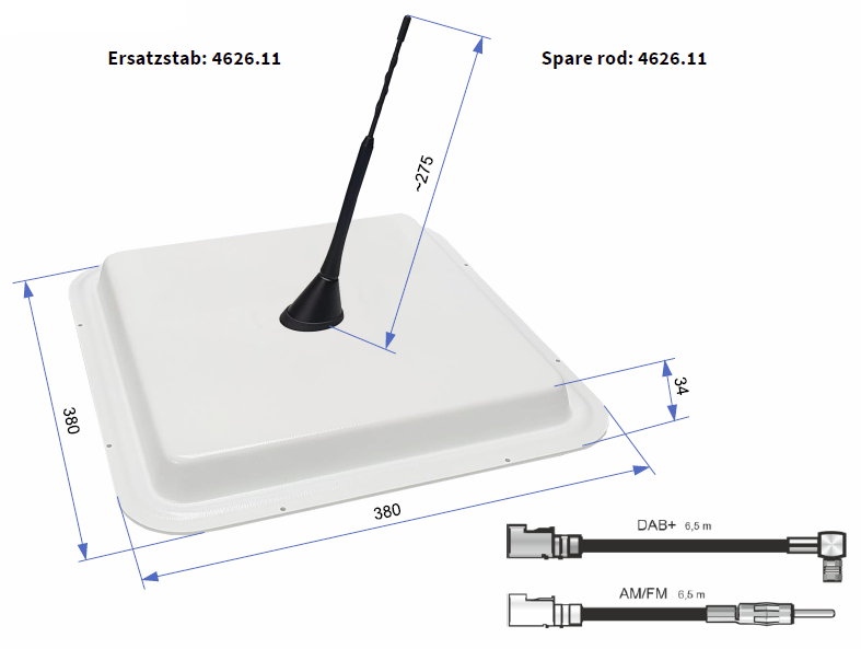 Antennenset A1H, UKW/DAB+; 10m Kabel, FAKRA/DIN/ISO/SMB Bad Blankenburg