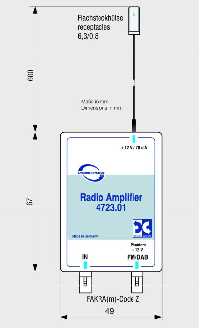 DAB/ FM Antennenverstärker mit Fakra Ein- und Ausgang