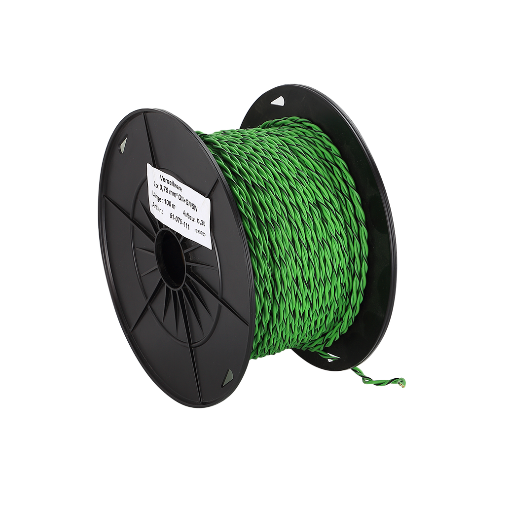 Lautsprecherkabel verdrillt 2x0.75mm² grün/grün-schwarz 100m 51-075-111