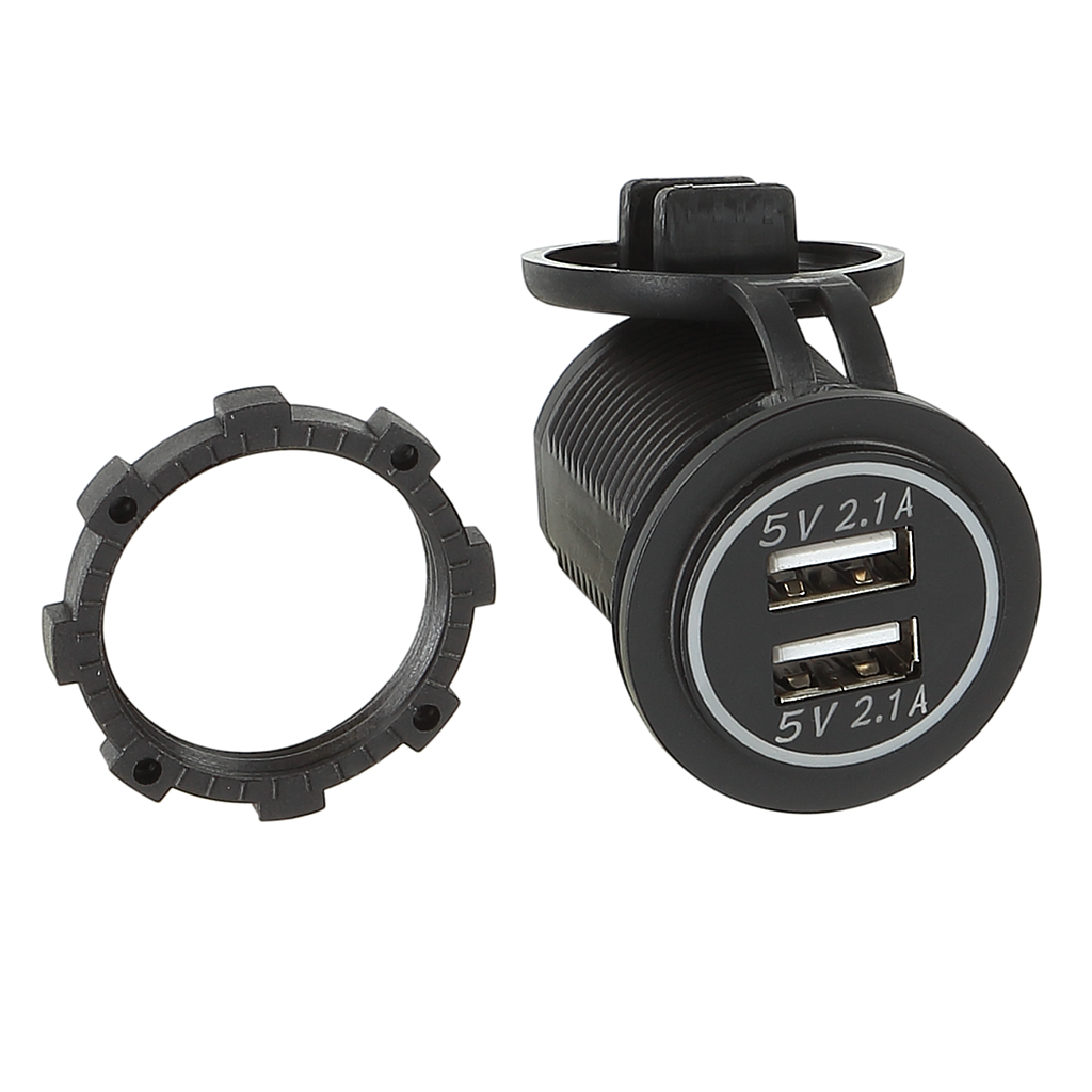 USB Ladeadapter 12V/24V USB-A 2x5V 2.1A LED weiss 349045-03-4