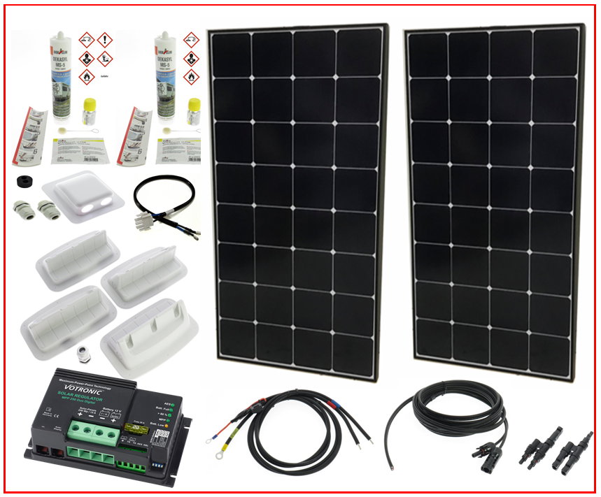 Solaranlage Sunpower 240W - Votronic MPP Regler f. 2 Batterien