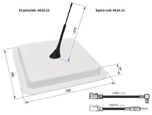[P0002099] Antennenset A1H, UKW/DAB+; 10m Kabel, FAKRA/DIN/ISO/SMB Bad Blankenburg